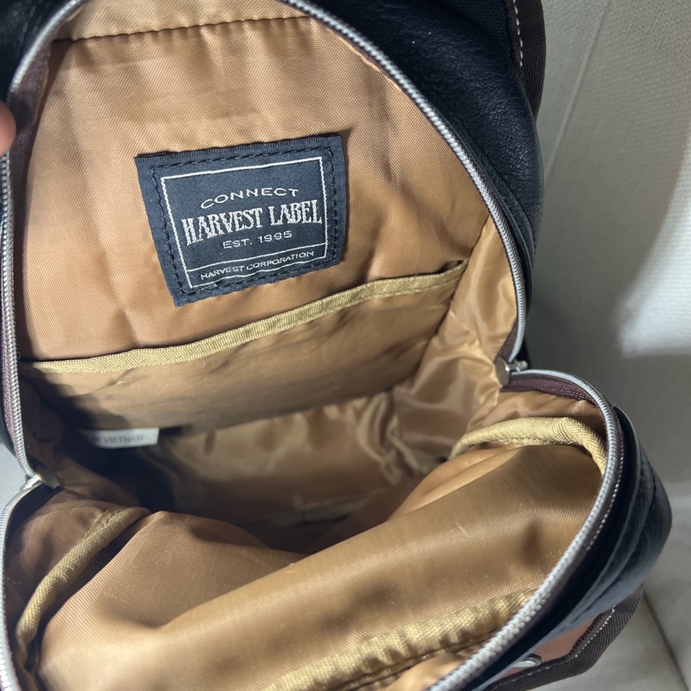 Harvest Label Black & Brown Men's Sling Belt Bag with Leather Trim - Picture 5 of 8